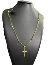 Cordão Tijolinho 4Mm + Pingente Cruz - Banhado A Ouro 18K Cordão Tijolinho 4Mm + Pingente Cruz - Banhado A Ouro 18K