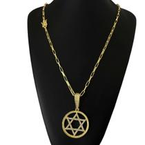 Cordão Tijolinho 4Mm + Pingente Davi - Banhado A Ouro