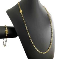 Cordão Tijolinho 4Mm + Pulseira - Banhado A Ouro 18K Cordão Tijolinho 4Mm + Pulseira - Banhado A Ouro 18K