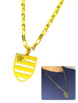 Cordão Tijolinho 60Cm Pingente Escudo Time Flamengo Vado