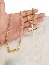 Cordao Tijolinho Masculino 6mm Banhado Com Pingente Cruz Cordao Tijolinho Masculino 6mm Banhado Com Pingente Cruz