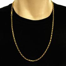 Cordão Tijolinho Masculino 70cm Corrente Banhada Ouro 18k