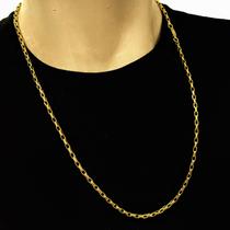 Cordão Tijolinho Masculino 70cm Corrente Banhada Ouro 18k
