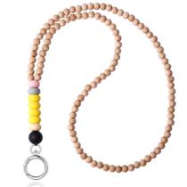 Cordão USANGERS de madeira com contas de silicone com 86 cm de comprimento Cordão USANGERS de madeira com contas de silicone com 86 cm de comprimento