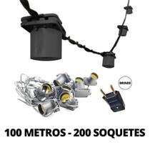 Cordão Varal de Luz Festão 100 Metros com 200 Soquetes Bivolt - LED Force