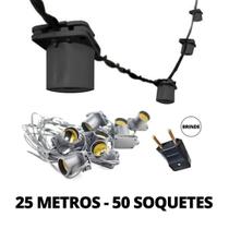 Cordão Varal de Luz Festão 25 Metros com 50 Soquetes Bivolt - LED Force