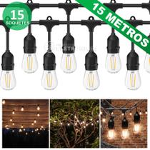 Cordão Varal Luzes Porta-lâmpadas 15 Metros 15 Soquetes Ideal Para Varanda 61179 Cordão Varal Luzes Porta-lâmpadas 15 Metros 15 Soquetes Ideal Para Varanda 61179