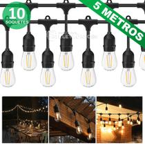 Cordão Varal Luzes Porta-lâmpadas 5 Metros 10 Soquetes Ideal Para Varanda 61009 Cordão Varal Luzes Porta-lâmpadas 5 Metros 10 Soquetes Ideal Para Varanda 61009
