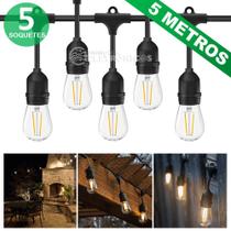 Cordão Varal Luzes Porta-lâmpadas 5mts 5 Soquetes Decora E Ilumina 61008