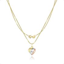 Cordão Veneziana Feminino Ouro 18k E Pingente Coração
