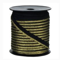 Cordão vivo marwan com lurex preto e dourado peça c/50 metros