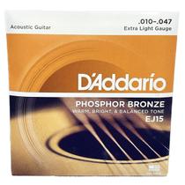 Cordas Aço D'Addario Phosphor Violão Ej15 Tensão 010 Bronze