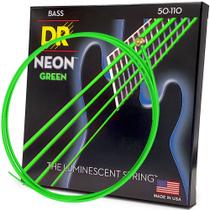 Cordas de baixo DR Strings Hi-Def NEON com revestimento verde de 4 cordas