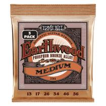 Cordas de guitarra acústica Ernie Ball Earthwood Medium, pacote com 3