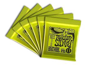 Cordas de guitarra elétrica Ernie Ball Regular Slinky 10-46, pacote com 6