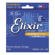 Cordas de Guitarra Elixir NANOWEB Medium 011 com Revestimento Nanoweb
