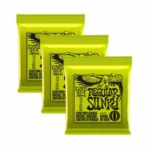 Cordas de guitarra Ernie Ball 2221x3 Regular Slinky, pacote de 3 conjuntos