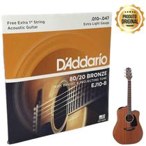 Cordas em Aço Daddario 010 Original Para Violão - EJ 10-B (contém 1 corda extra)