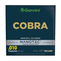 Cordas Giannini Cobra Nanotec Revestida 010 P/ Violão Aço