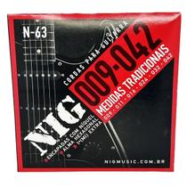 Cordas Guitarra Profissional Nig 09-42 + palheta + corda extra E (mi)