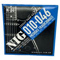 Cordas Guitarra Profissional Nig 10-46 + palheta + corda extra E (mi) - NIG N64