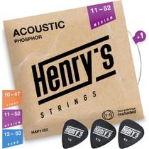 Cordas para guitarra acústica Henry's Strings Medium 11-52 com E1
