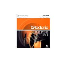 Cordas Para Violão Aço D Addario Bronze 80/20 Ej10-b+pl010 010" 047" Corda Extra Pl010