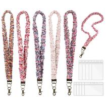 Cordões BRAVIKERLY 5 Peças com Elástico tipo Scrunchie e Porta-Crachás