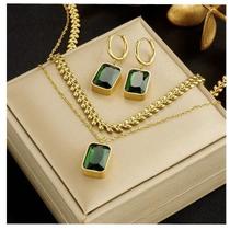 Cordões + Brincos Feminino Banhado a Ouro 18k Kit 2 Peças