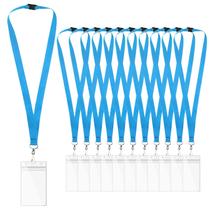 Cordões WEZEBEL Kit com 12 Azul-celeste com Fecho de Segurança e Porta-crachá Impermeável