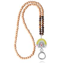 Cordón para profesor USANGERS con porta credencial de piedra arcoíris y madera