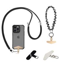 Cordón para teléfono MOLOPPO 1 unidad con correas ajustables para el cuello, negro Cordón para teléfono MOLOPPO 1 unidad con correas ajustables para el cuello, negro