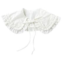 Coreano Estilo Mulheres Decorativa Shawl Mini Capa Dupla Camada Ruffles Colar Boneca Falsa Colar Fita Bowknot Short Poncho Capelet