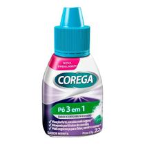 Corega Pó Fixador de Dentadura 3 em 1 22g - Glaxo Wellcome Corega Pó Fixador de Dentadura 3 em 1 22g - Glaxo Wellcome