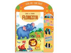 Cores em dobro: Floresta - Livro de colorir + adesivos + 6 lápis bicolores - Blu Editora