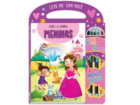 Cores em dobro: Meninas - Livro de colorir + adesivos + 6 lápis bicolores - Blu Editora