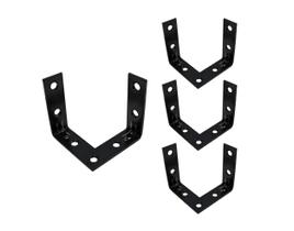 Corner Brace QCAA Triple Bracket Durable Steel Black, pacote com 4 Corner Brace QCAA Triple Bracket Durable Steel Black, pacote com 4