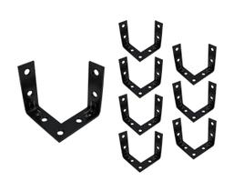 Corner Brace QCAA Triple Bracket Durable Steel, pacote com 8 unidades, preto Corner Brace QCAA Triple Bracket Durable Steel, pacote com 8 unidades, preto
