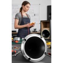 Corneta Curta 1" Rosca Preta Aba Polida - Som Potente