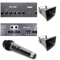 Corneta Fibrasom G086 4 pçs + Amplificador PWM1000+microfone