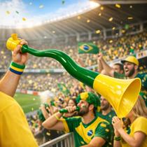 Corneta Ondulada Vuvuzela Potente Brasil Copa do Mundo Verde e Amarelo