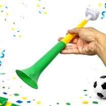 Corneta Vuvuzela Torcedor Brasil Futebol Copa Do Mundo 35cm Verde e Amarelo
