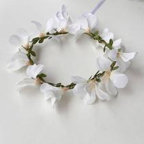 Coroa, Arranjo, Tiara De Flores Branca Casamento - império das flores