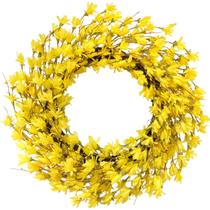 Coroa Bibelot Forsythia Spring 66 cm com flores de EVA amarelas