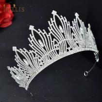 Coroa Colar e Brincos Rosa Noivas Miss Debutantes Luxo Coroa Colar e Brincos Rosa Noivas Miss Debutantes Luxo