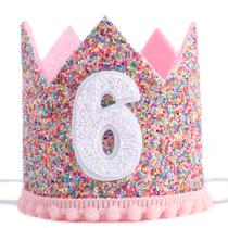 Coroa de aniversário WAHAWU Rainbow para crianças da festa de 6 anos