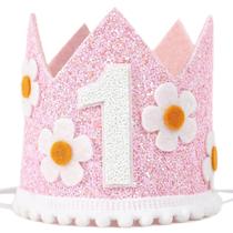 Coroa de aniversário YOUAME Pink Daisy 1st Birthday Party Baby