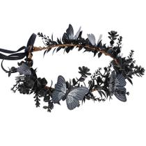 Coroa de borboleta de flores pretas feita à mão Fairy Crown MOSTORY