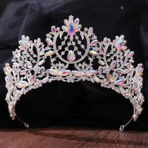 Coroa de Cabelo Alta Noiva Miss Debutante Prata