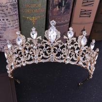 Coroa de Cabelo Noiva Coque Casamento Dourado Luxo T117 - Milly - O Shopping das Noivas
